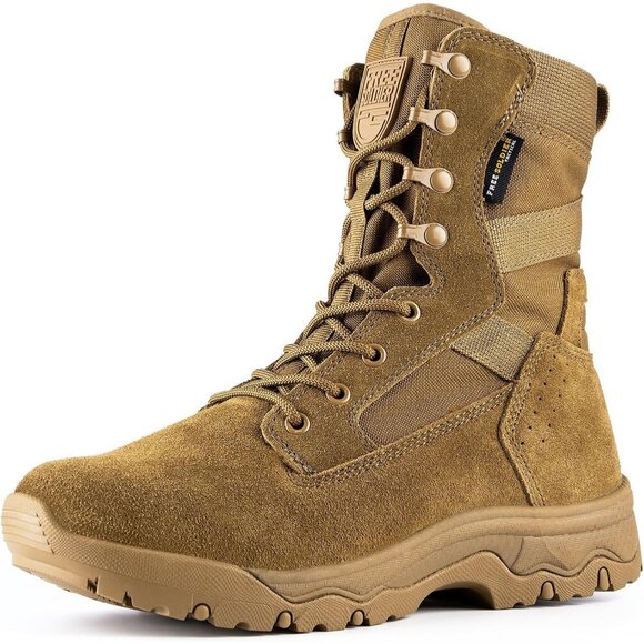 ⚡ Men Bright Light Brown Combat Suede Leather Lightweight Military Desert Boot - Picture 1 of 6